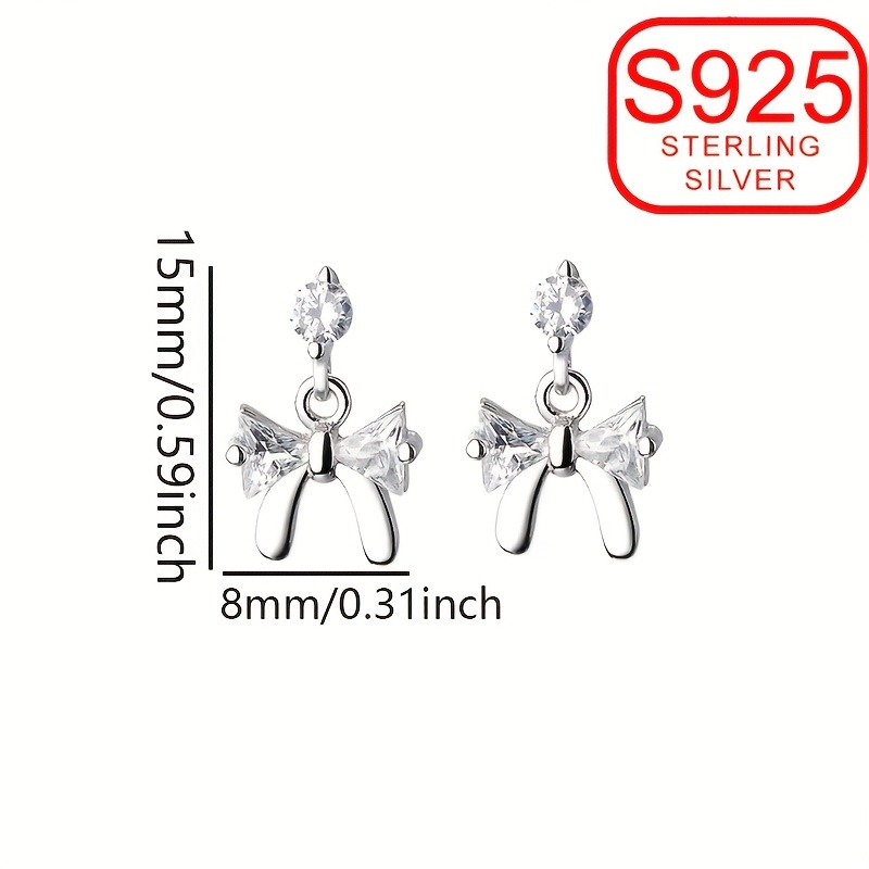 925 Silver Bow Earrings with Tassel Hypoallergenic